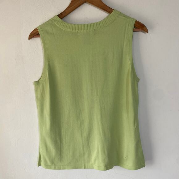 Dialogue Green Square-Neck Sleeveless Sweater‎ S Soft Knit Quiet Luxury Career - Picture 5 of 7